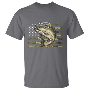 Camo Bass Fishing T Shirt Patriotic US Flag Fisherman TS10 Charcoal Print Your Wear