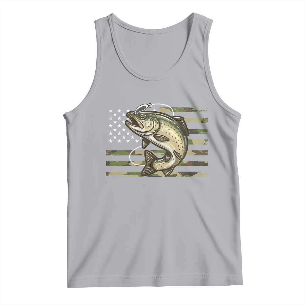 Camo Bass Fishing Tank Top Patriotic US Flag Fisherman TS10 Athletic Heather Print Your Wear