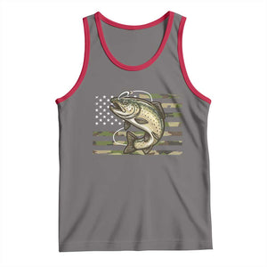 Camo Bass Fishing Tank Top Patriotic US Flag Fisherman TS10 Deep Heather Red Print Your Wear