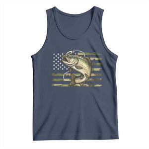 Camo Bass Fishing Tank Top Patriotic US Flag Fisherman TS10 Navy Print Your Wear