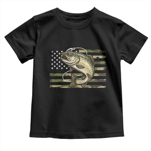 Camo Bass Fishing Toddler T Shirt Patriotic US Flag Fisherman TS10 Black Print Your Wear