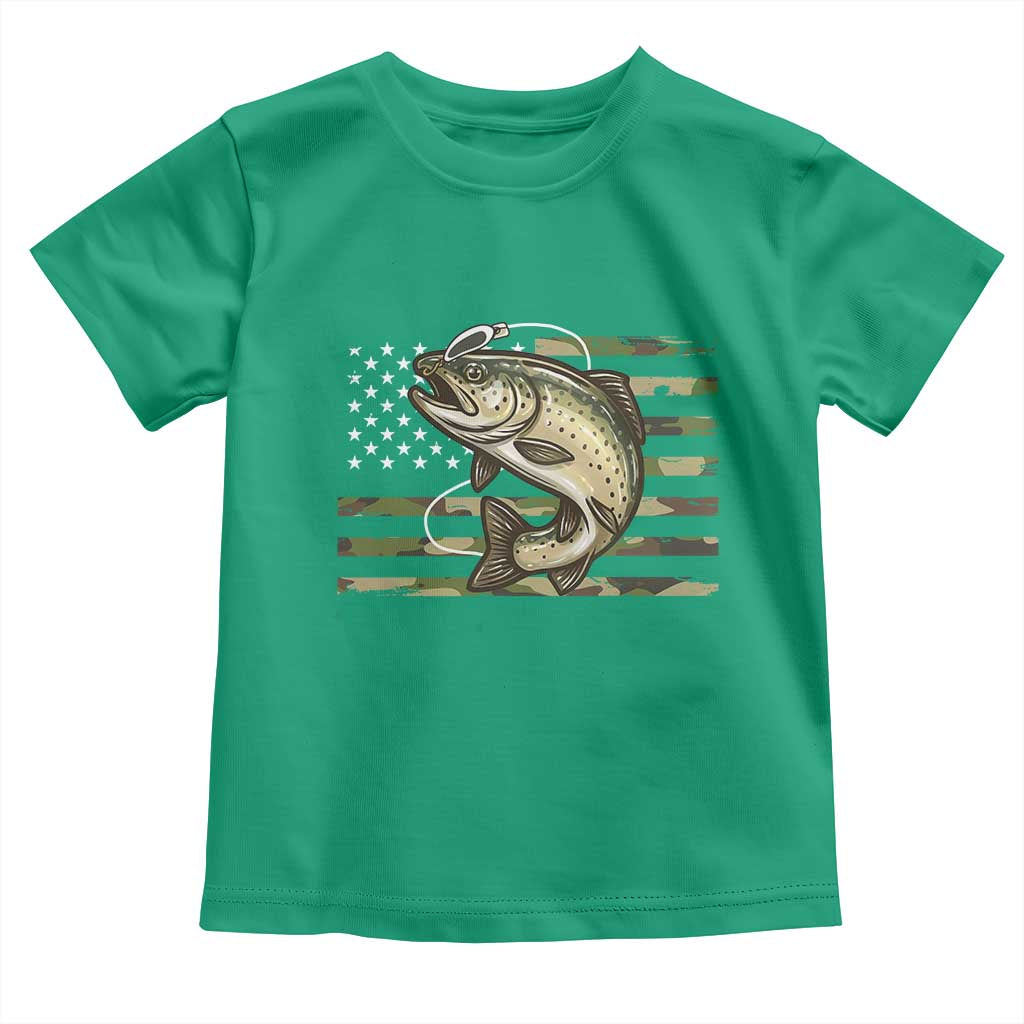 Camo Bass Fishing Toddler T Shirt Patriotic US Flag Fisherman TS10 Irish Green Print Your Wear