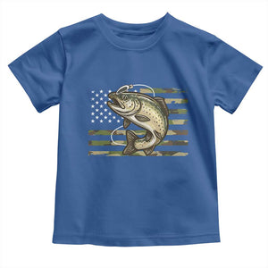 Camo Bass Fishing Toddler T Shirt Patriotic US Flag Fisherman TS10 Royal Blue Print Your Wear