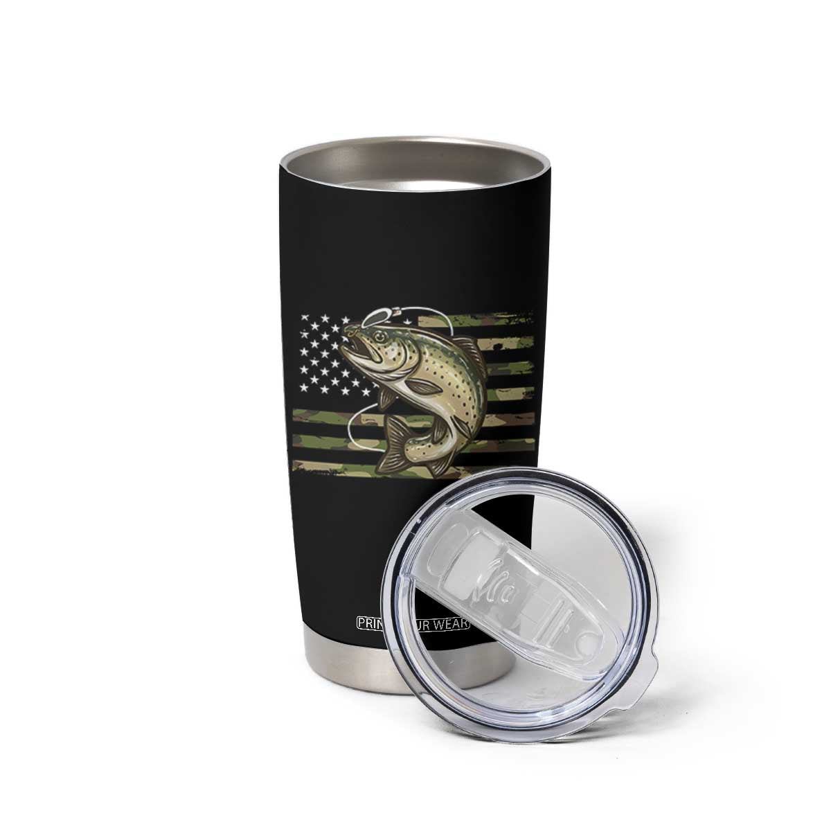 Camo Bass Fishing Tumbler Cup Patriotic US Flag Fisherman TS10 Print Your Wear