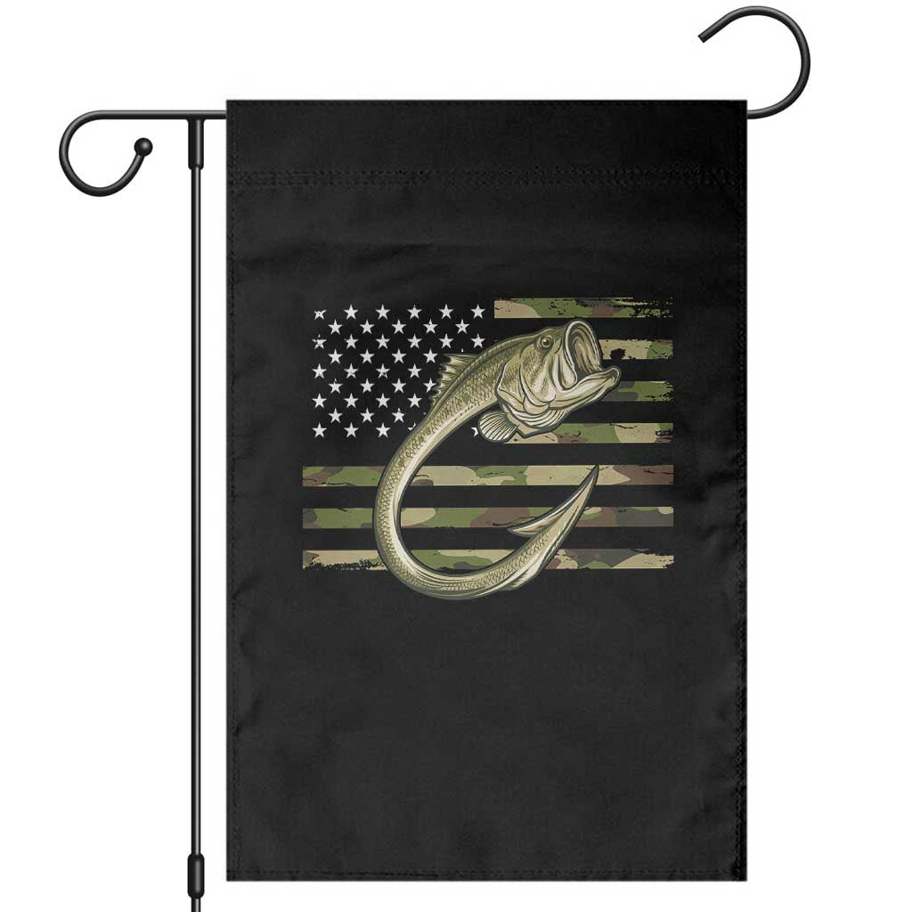 Camo Fish Hook Fishing Garden Flag Patriotic US Flag Fisherman Camouflage Bass Fishing TS10 Black Print Your Wear