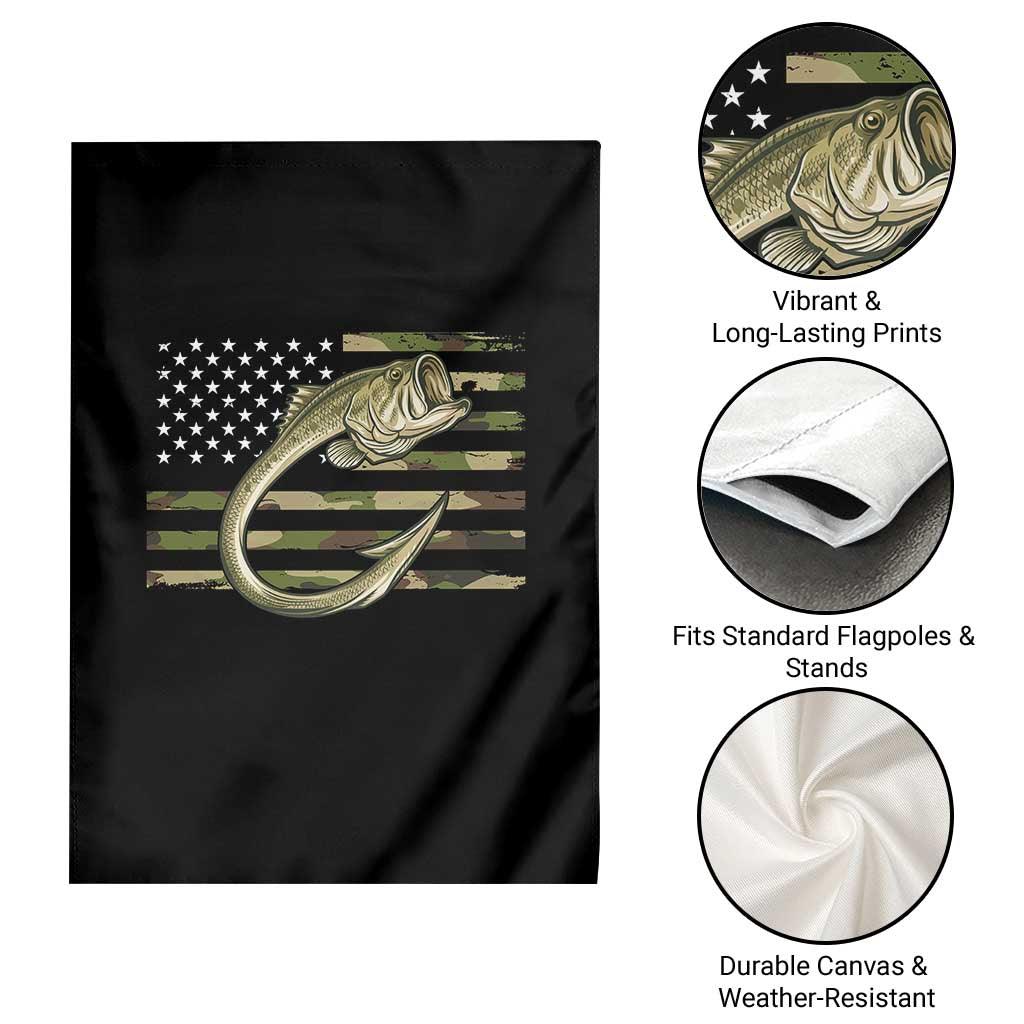 Camo Fish Hook Fishing Garden Flag Patriotic US Flag Fisherman Camouflage Bass Fishing TS10 Print Your Wear