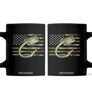 Camo Fish Hook Fishing Coffee Mug Patriotic US Flag Fisherman Camouflage Bass Fishing TS10 Black Print Your Wear