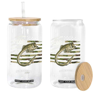 Camo Fish Hook Fishing Glass Can Patriotic US Flag Fisherman Camouflage Bass Fishing TS10 Print Your Wear