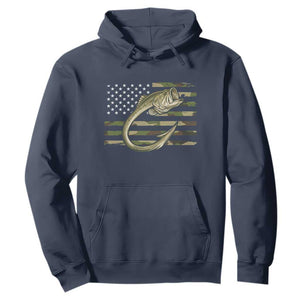 Camo Fish Hook Fishing Hoodie Patriotic US Flag Fisherman Camouflage Bass Fishing TS10 Navy Print Your Wear