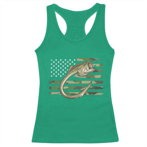 Camo Fish Hook Fishing Racerback Tank Top Patriotic US Flag Fisherman Camouflage Bass Fishing TS10 Irish Green Print Your Wear