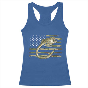 Camo Fish Hook Fishing Racerback Tank Top Patriotic US Flag Fisherman Camouflage Bass Fishing TS10 Royal Blue Print Your Wear