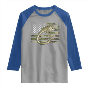 Camo Fish Hook Fishing Raglan Shirt Patriotic US Flag Fisherman Camouflage Bass Fishing TS10 Sport Gray Royal Print Your Wear