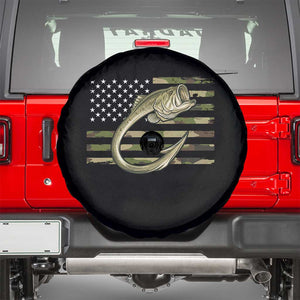 Camo Fish Hook Fishing Spare Tire Cover Patriotic US Flag Fisherman Camouflage Bass Fishing TS10 Black Print Your Wear