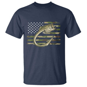 Camo Fish Hook Fishing T Shirt Patriotic US Flag Fisherman Camouflage Bass Fishing TS10 Navy Print Your Wear