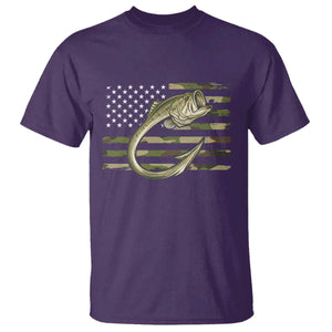 Camo Fish Hook Fishing T Shirt Patriotic US Flag Fisherman Camouflage Bass Fishing TS10 Purple Print Your Wear