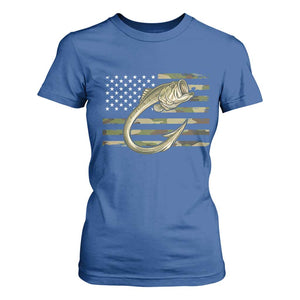Camo Fish Hook Fishing T Shirt For Women Patriotic US Flag Fisherman Camouflage Bass Fishing TS10 Royal Blue Print Your Wear