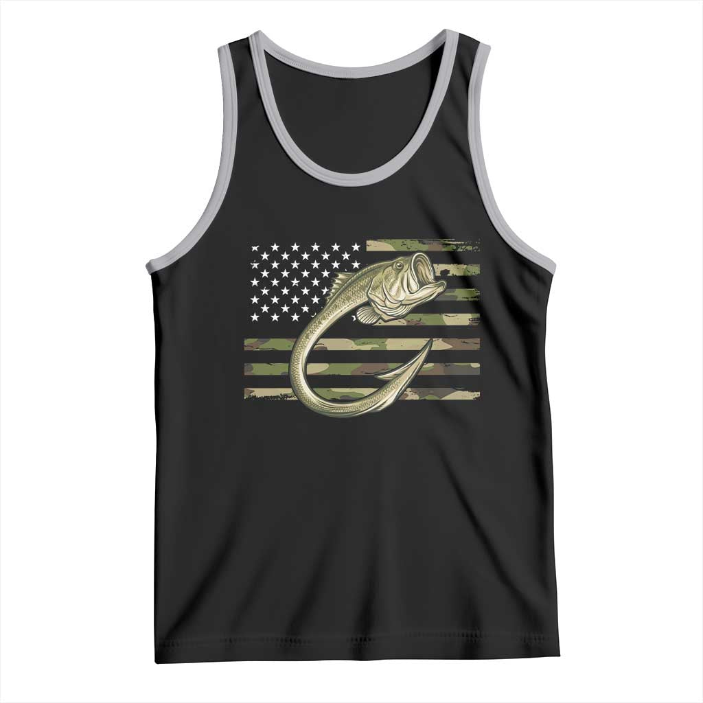 Camo Fish Hook Fishing Tank Top Patriotic US Flag Fisherman Camouflage Bass Fishing TS10 Black Athletic Heather Print Your Wear