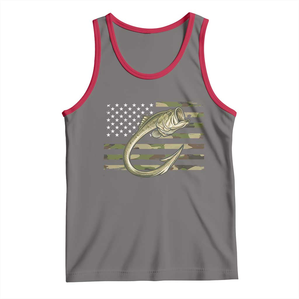 Camo Fish Hook Fishing Tank Top Patriotic US Flag Fisherman Camouflage Bass Fishing TS10 Deep Heather Red Print Your Wear