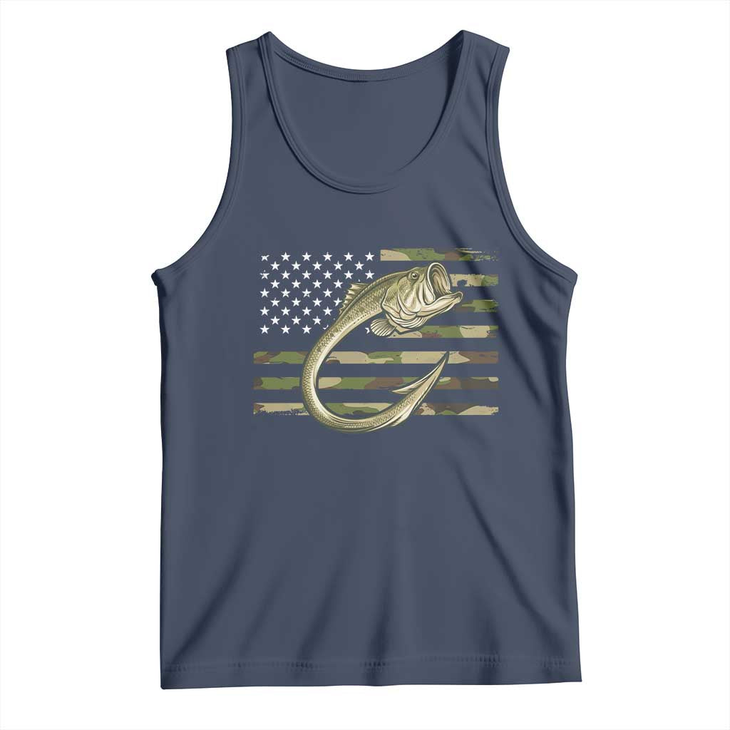 Camo Fish Hook Fishing Tank Top Patriotic US Flag Fisherman Camouflage Bass Fishing TS10 Navy Print Your Wear