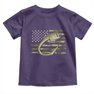 Camo Fish Hook Fishing Toddler T Shirt Patriotic US Flag Fisherman Camouflage Bass Fishing TS10 Purple Print Your Wear