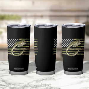 Camo Fish Hook Fishing Tumbler Cup Patriotic US Flag Fisherman Camouflage Bass Fishing TS10 Print Your Wear