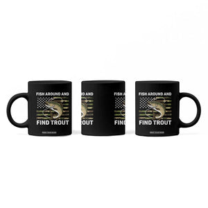 Fish Around and Find Trout Coffee Mug Camo Bass Fishing Meme US Flag Punny Pun Dad TS10 Print Your Wear