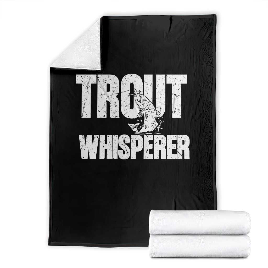 Trout Fishing Throw Blanket Funny Fishing Fisherman Trout Whisperer Gift TS10 Black Print Your Wear