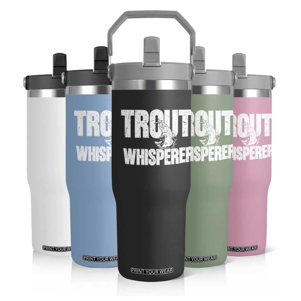 Trout Fishing Flip Straw Tumbler Funny Fishing Fisherman Trout Whisperer Gift TS10 Print Your Wear