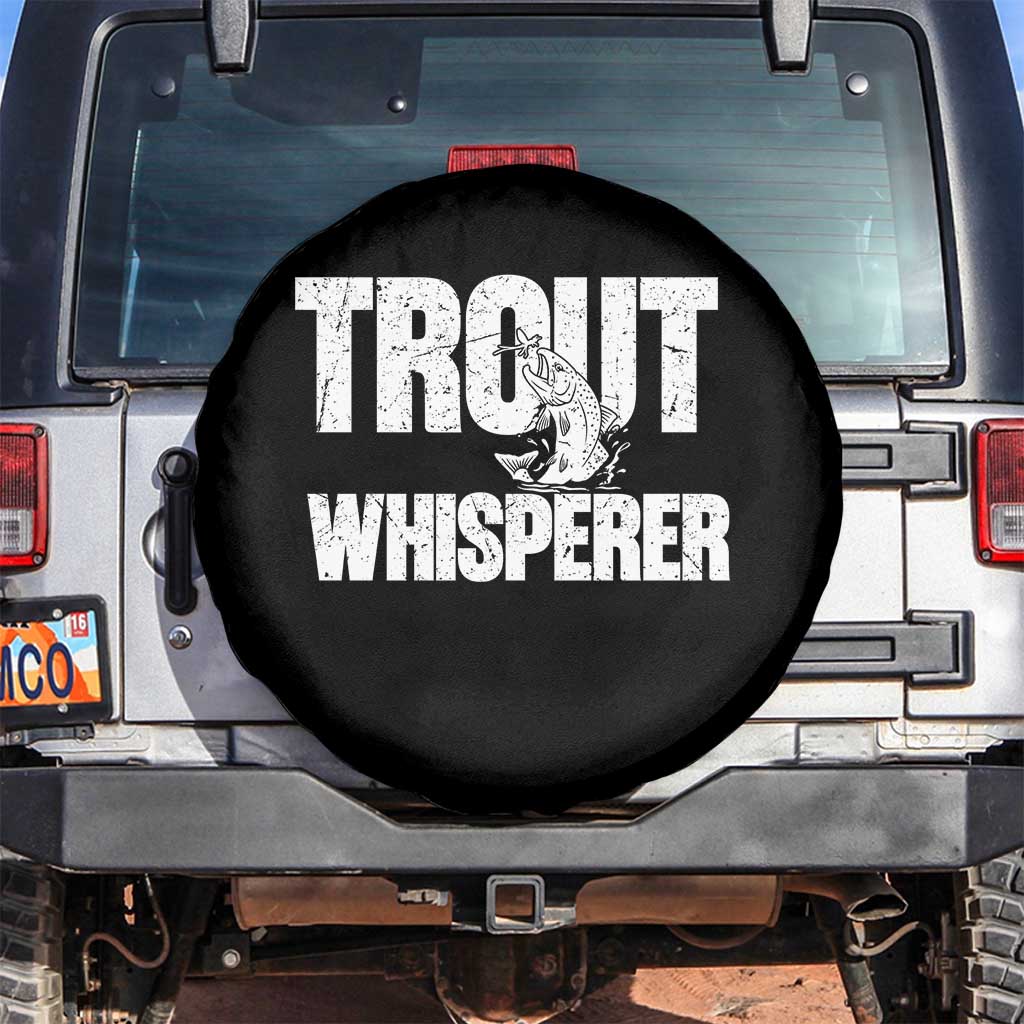 Trout Fishing Spare Tire Cover Funny Fishing Fisherman Trout Whisperer Gift TS10 No hole Black Print Your Wear