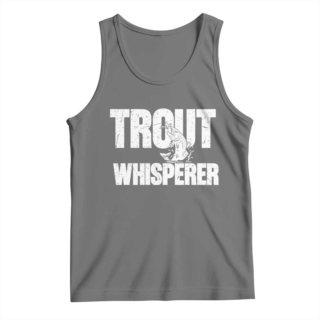 Trout Fishing Tank Top Funny Fishing Fisherman Trout Whisperer Gift TS10 Black Heather Print Your Wear