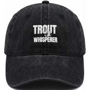 Trout Fishing Washed Cotton Baseball Cap Funny Fishing Fisherman Trout Whisperer Gift