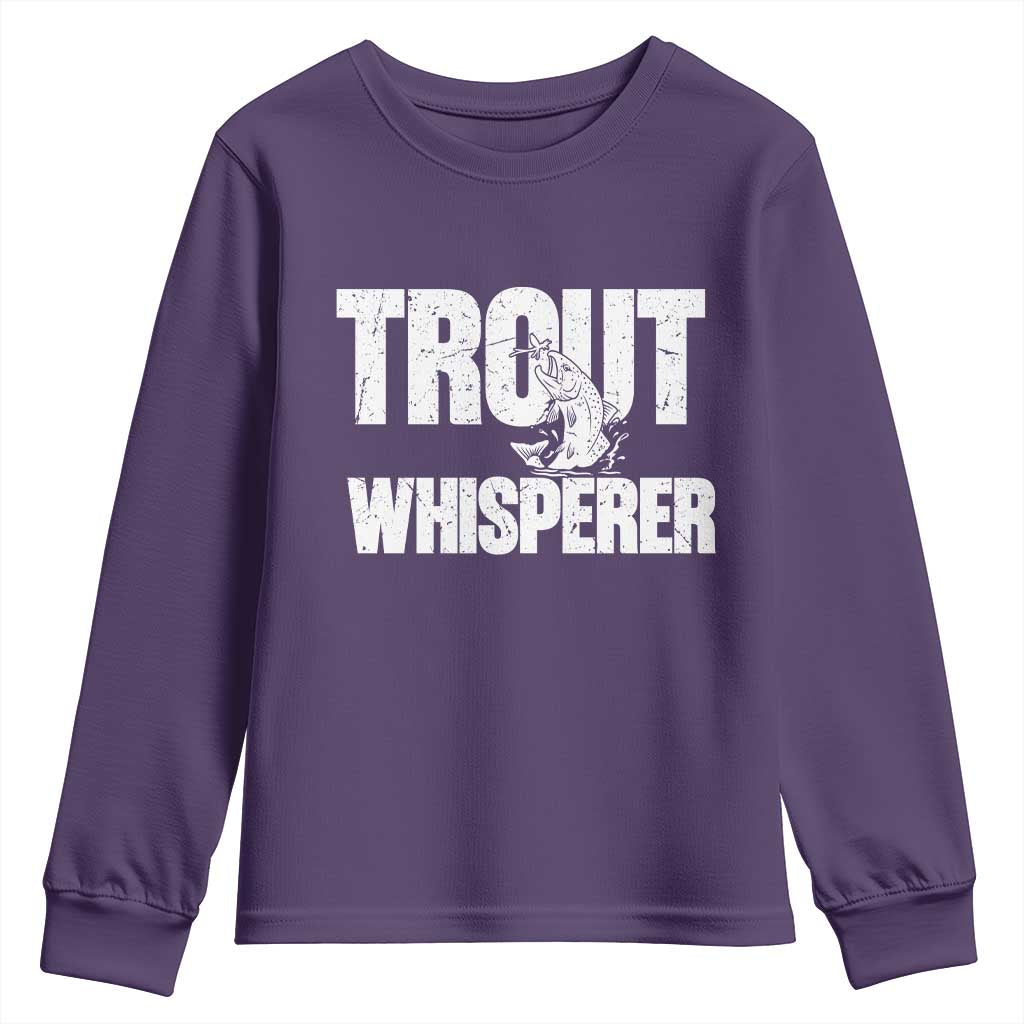 Trout Fishing Youth Sweatshirt Funny Fishing Fisherman Trout Whisperer Gift TS10 Purple Print Your Wear