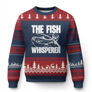 Funny Fishing Ugly Christmas Sweater The Fish Whisperer Lake Life Gift For Fishermen Dads TS10 Navy Red Print Your Wear