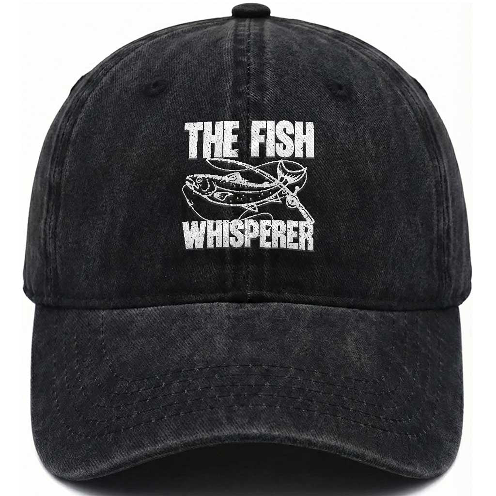 Funny Fishing Washed Cotton Baseball Cap The Fish Whisperer Lake Life Gift For Fishermen Dads