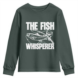 Funny Fishing Youth Sweatshirt The Fish Whisperer Lake Life Gift For Fishermen Dads TS10 Dark Forest Green Print Your Wear