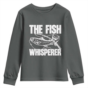 Funny Fishing Youth Sweatshirt The Fish Whisperer Lake Life Gift For Fishermen Dads TS10 Dark Heather Print Your Wear