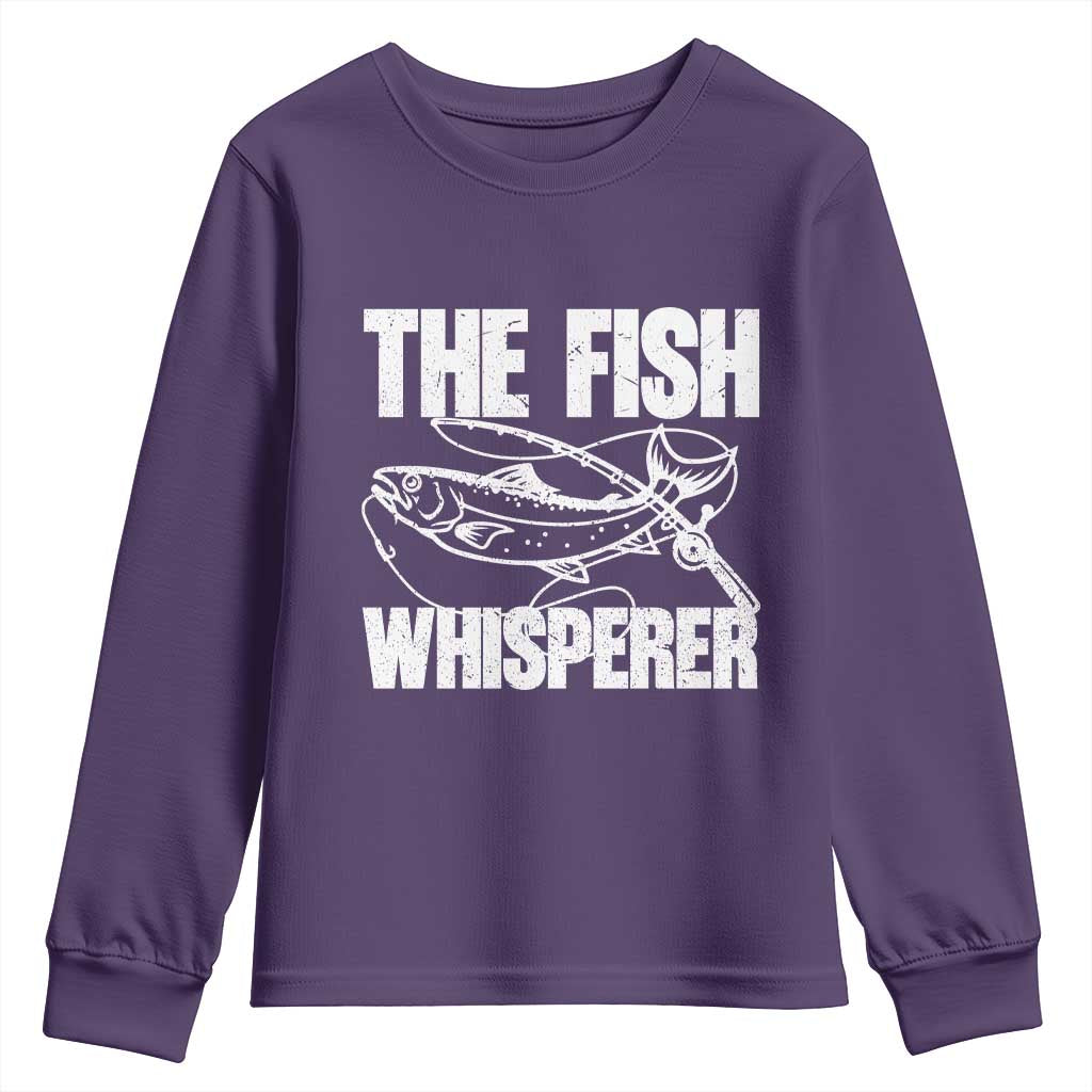 Funny Fishing Youth Sweatshirt The Fish Whisperer Lake Life Gift For Fishermen Dads TS10 Purple Print Your Wear