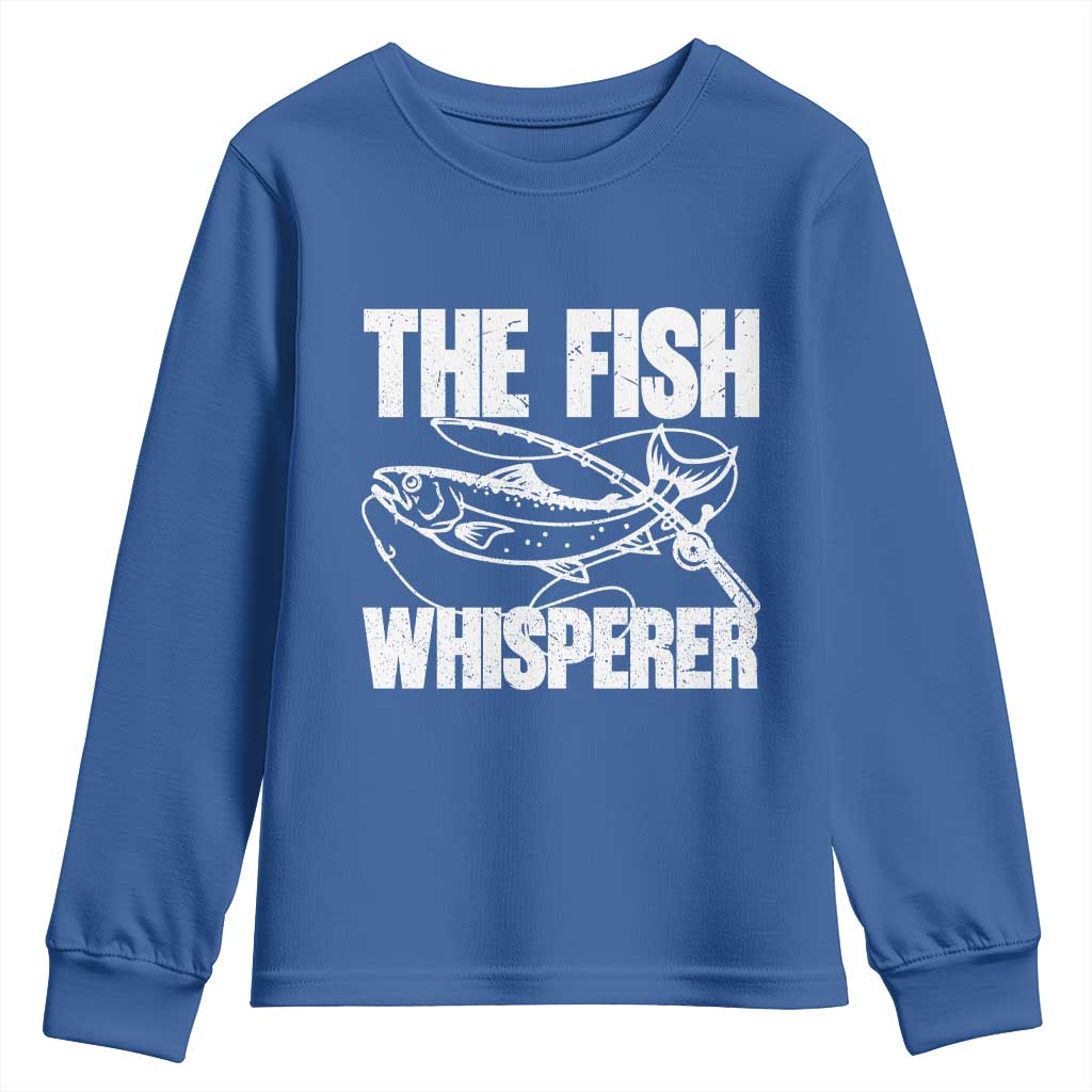 Funny Fishing Youth Sweatshirt The Fish Whisperer Lake Life Gift For Fishermen Dads TS10 Royal Blue Print Your Wear