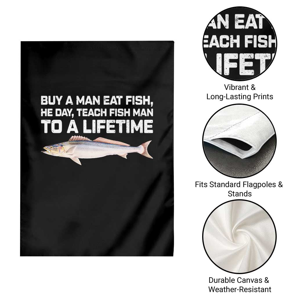 Funny Fishing Meme Garden Flag Buy A Man Eat Fish Inappropriate TS10 Print Your Wear