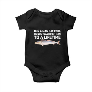 Funny Fishing Meme Baby Onesie Buy A Man Eat Fish Inappropriate TS10 Black Print Your Wear