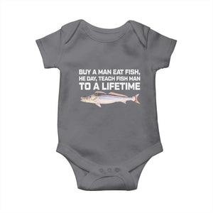 Funny Fishing Meme Baby Onesie Buy A Man Eat Fish Inappropriate TS10 Charcoal Print Your Wear
