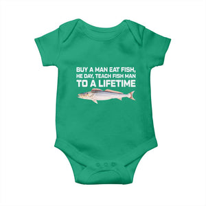 Funny Fishing Meme Baby Onesie Buy A Man Eat Fish Inappropriate TS10 Irish Green Print Your Wear