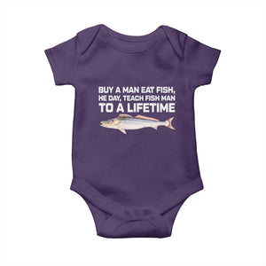 Funny Fishing Meme Baby Onesie Buy A Man Eat Fish Inappropriate TS10 Purple Print Your Wear