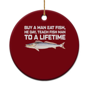 Funny Fishing Meme Ceramic Ornament Buy A Man Eat Fish Inappropriate TS10 1pc Red Print Your Wear