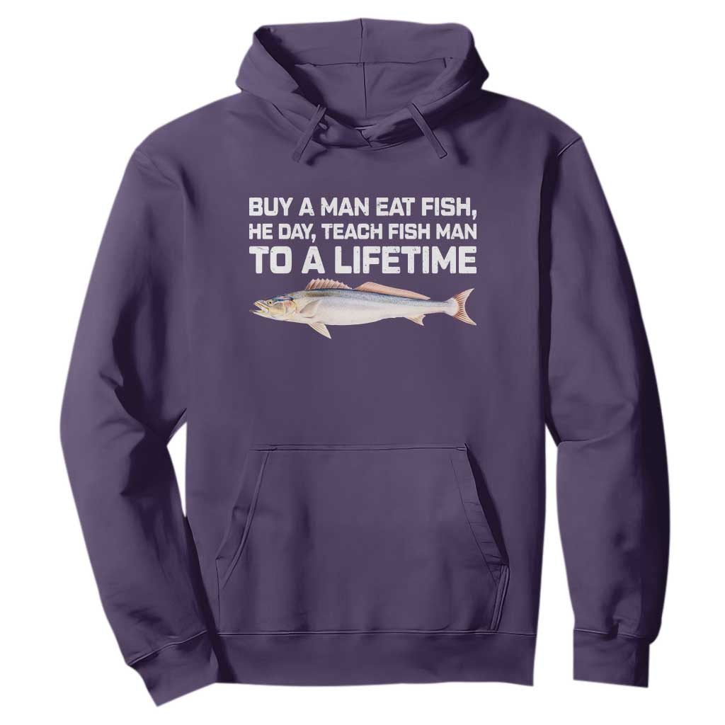 Funny Fishing Meme Hoodie Buy A Man Eat Fish Inappropriate TS10 Purple Print Your Wear