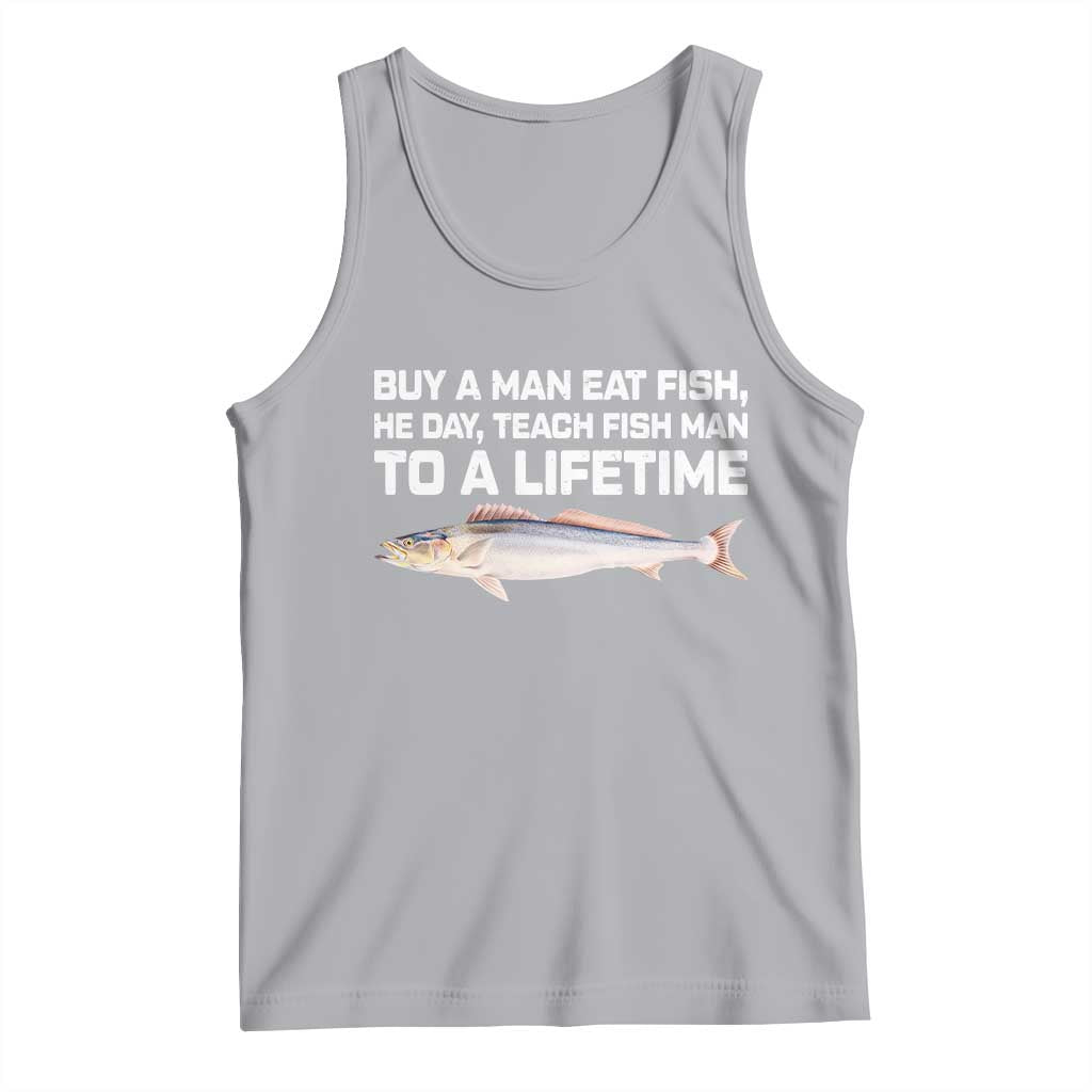 Funny Fishing Meme Tank Top Buy A Man Eat Fish Inappropriate TS10 Athletic Heather Print Your Wear
