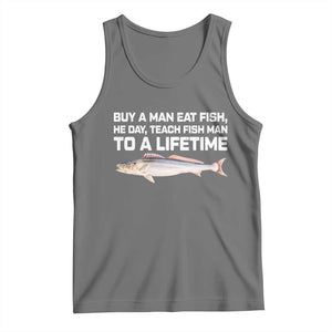 Funny Fishing Meme Tank Top Buy A Man Eat Fish Inappropriate TS10 Black Heather Print Your Wear