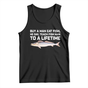 Funny Fishing Meme Tank Top Buy A Man Eat Fish Inappropriate TS10 Black Print Your Wear