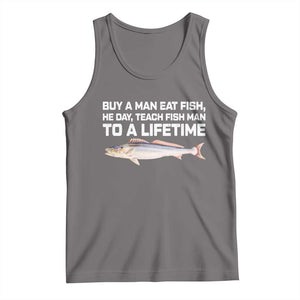 Funny Fishing Meme Tank Top Buy A Man Eat Fish Inappropriate TS10 Deep Heather Print Your Wear