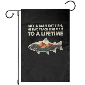 Funny Fishing Meme Garden Flag Vintage Buy A Man Eat Fish Inappropriate TS10 Black Print Your Wear